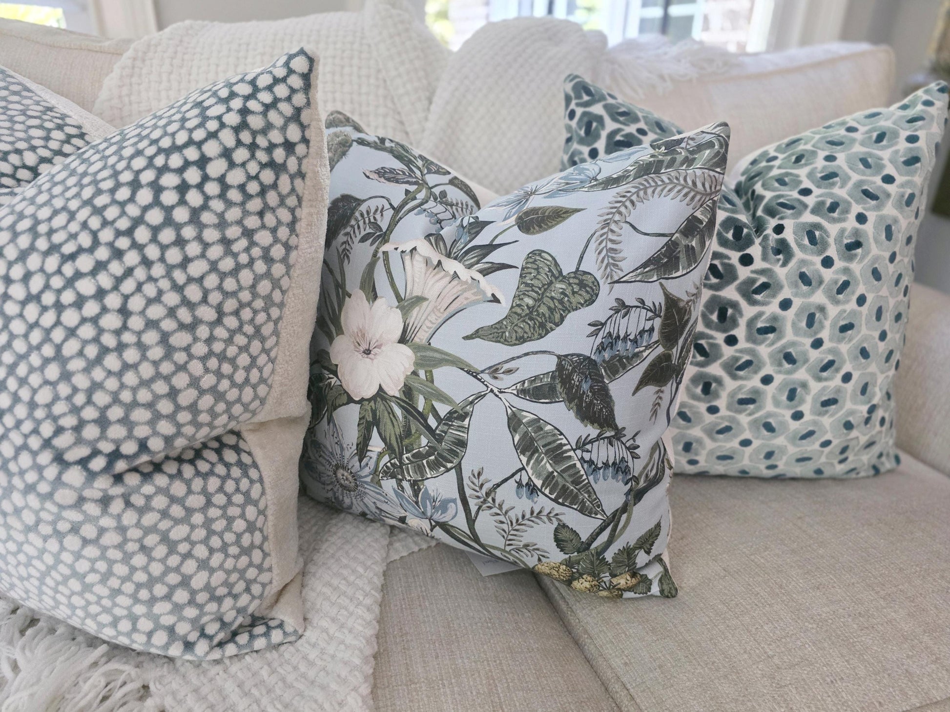 Rosabella Spa and Green Floral Pillow Cover