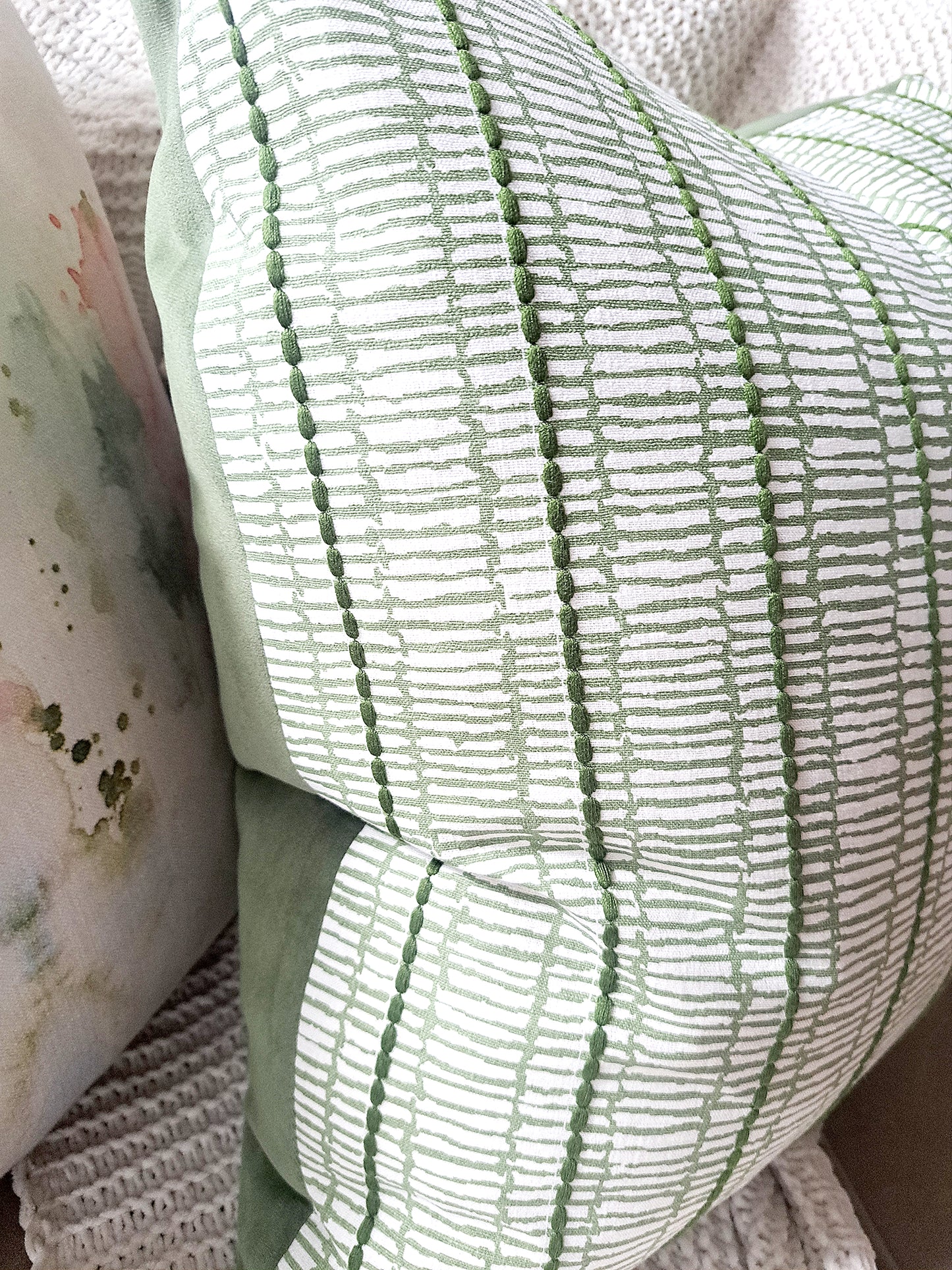 Earthy Linen Embroidered Stripe