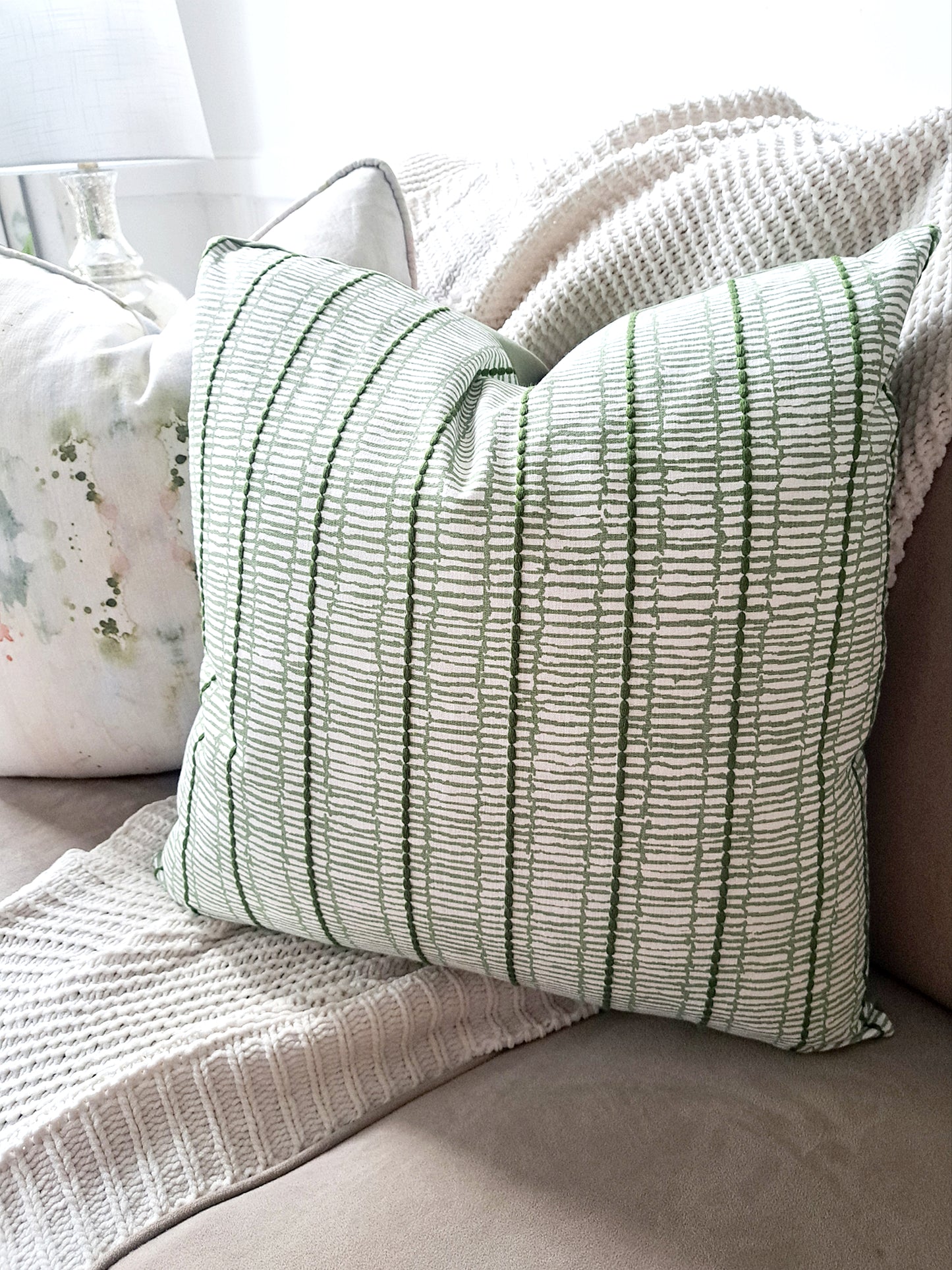 Earthy Linen Embroidered Stripe