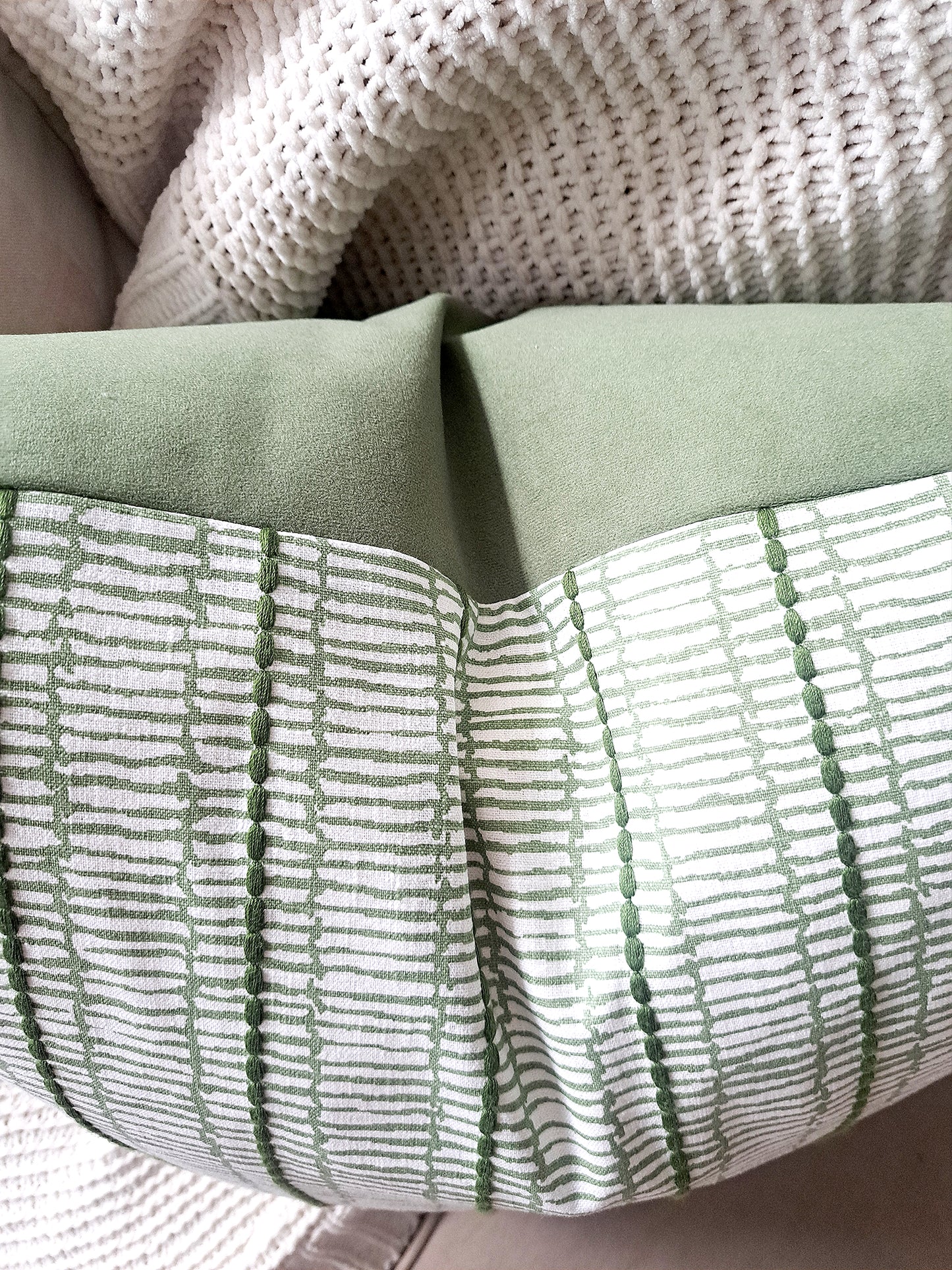 Earthy Linen Embroidered Stripe
