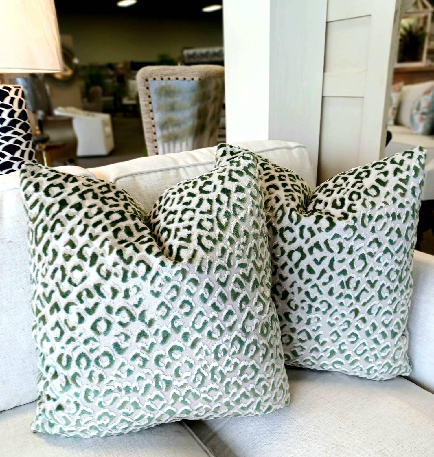 Emerald Green Leapard Raised Pillow Cover