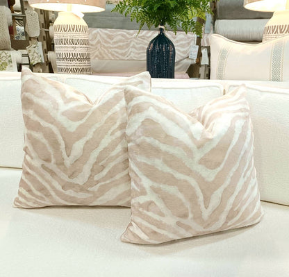Blush and Cream Zebra Pillow Cover