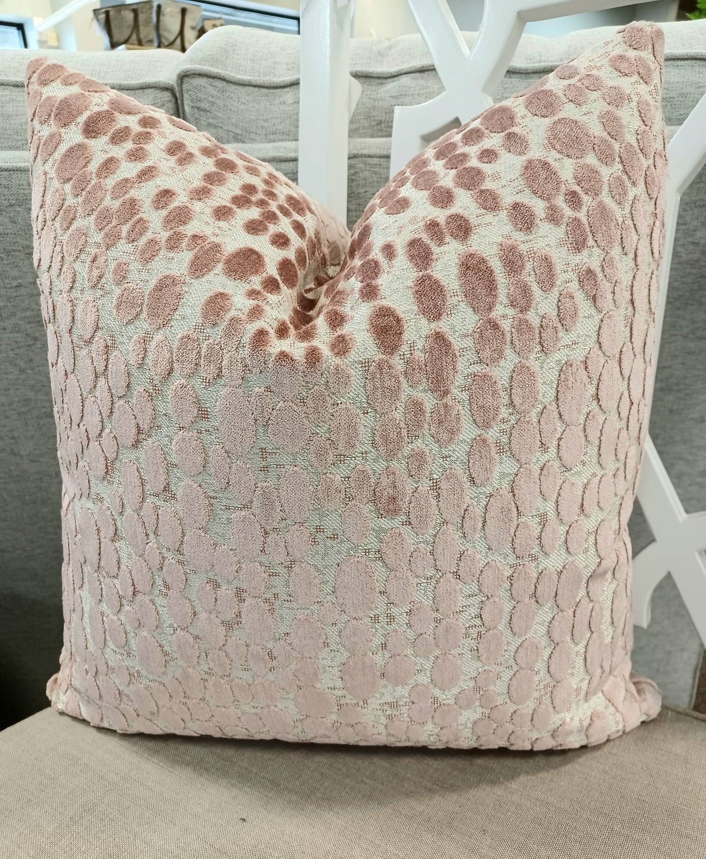 Blush Pink Velvet Dot Pillow Cover