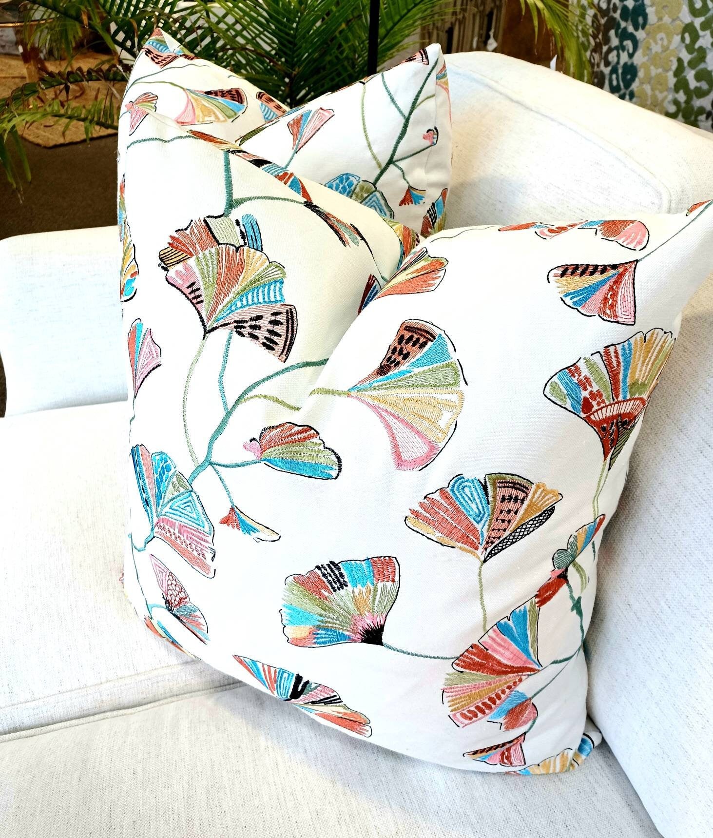 Bright modern Floral Pillow dorm room pillow