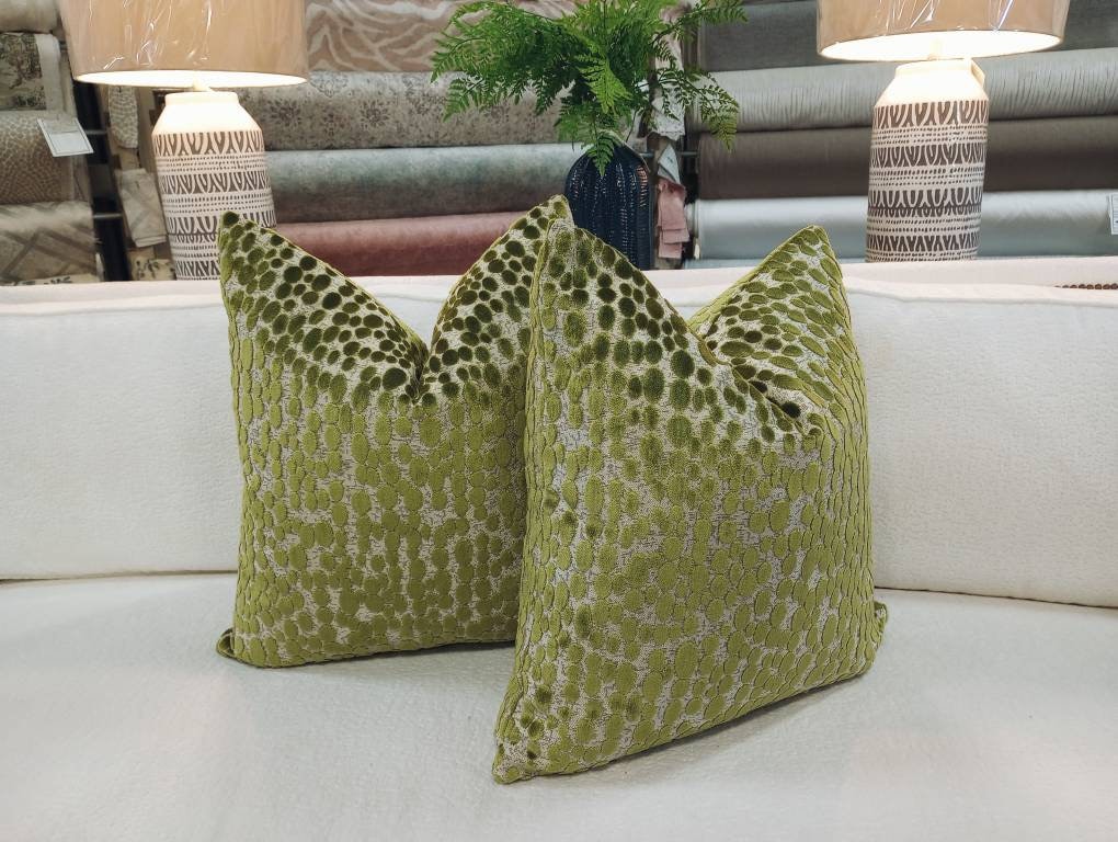 Green Cut Velvet Dot Pillow Cover