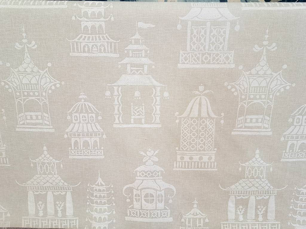 Pagoda Chinoiserie Nuetral White Oatmeal Pillow Cover