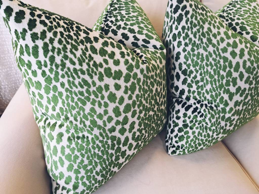 Emerald Green Leapard Print Velvet Pillow Cover