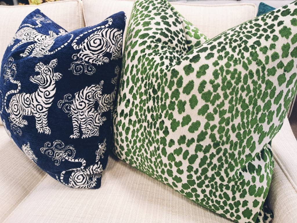 Emerald Green Leapard Print Velvet Pillow Cover