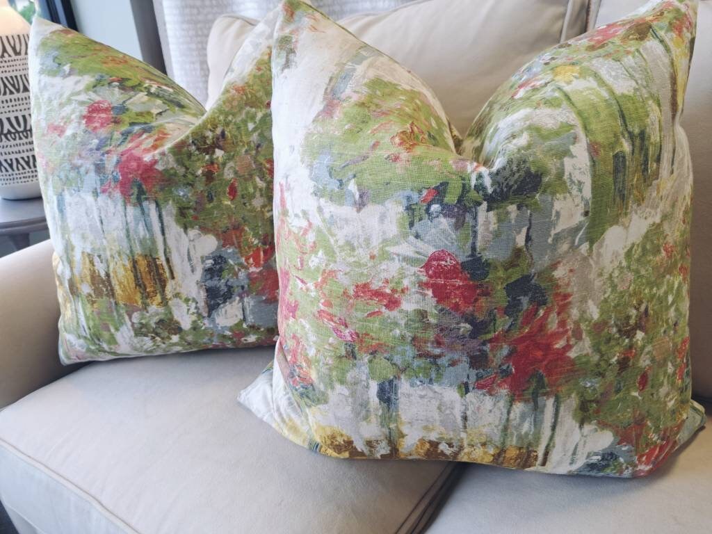 Garden Pastel Watercolor Print Pillow Cover