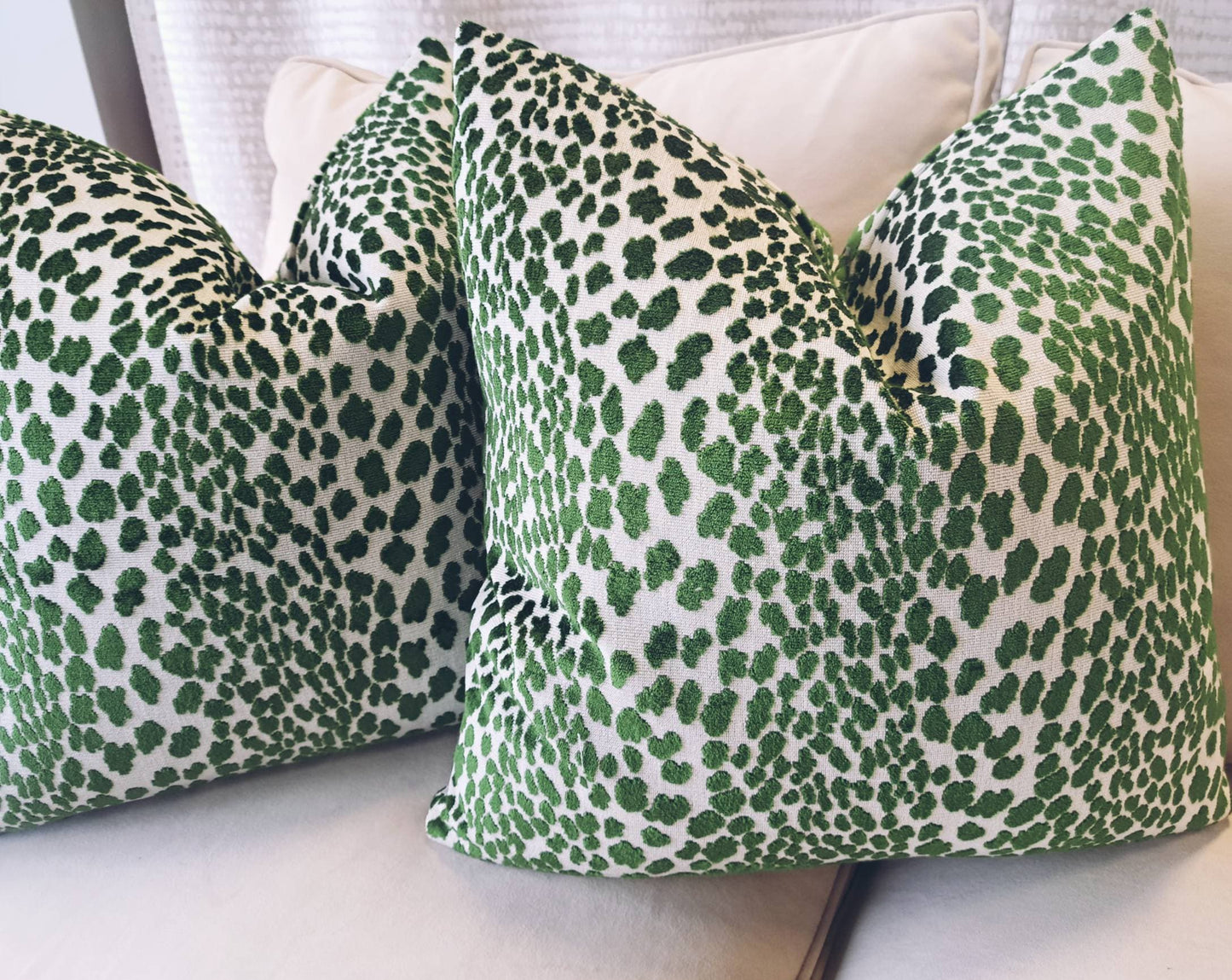 Emerald Green Leapard Print Velvet Pillow Cover