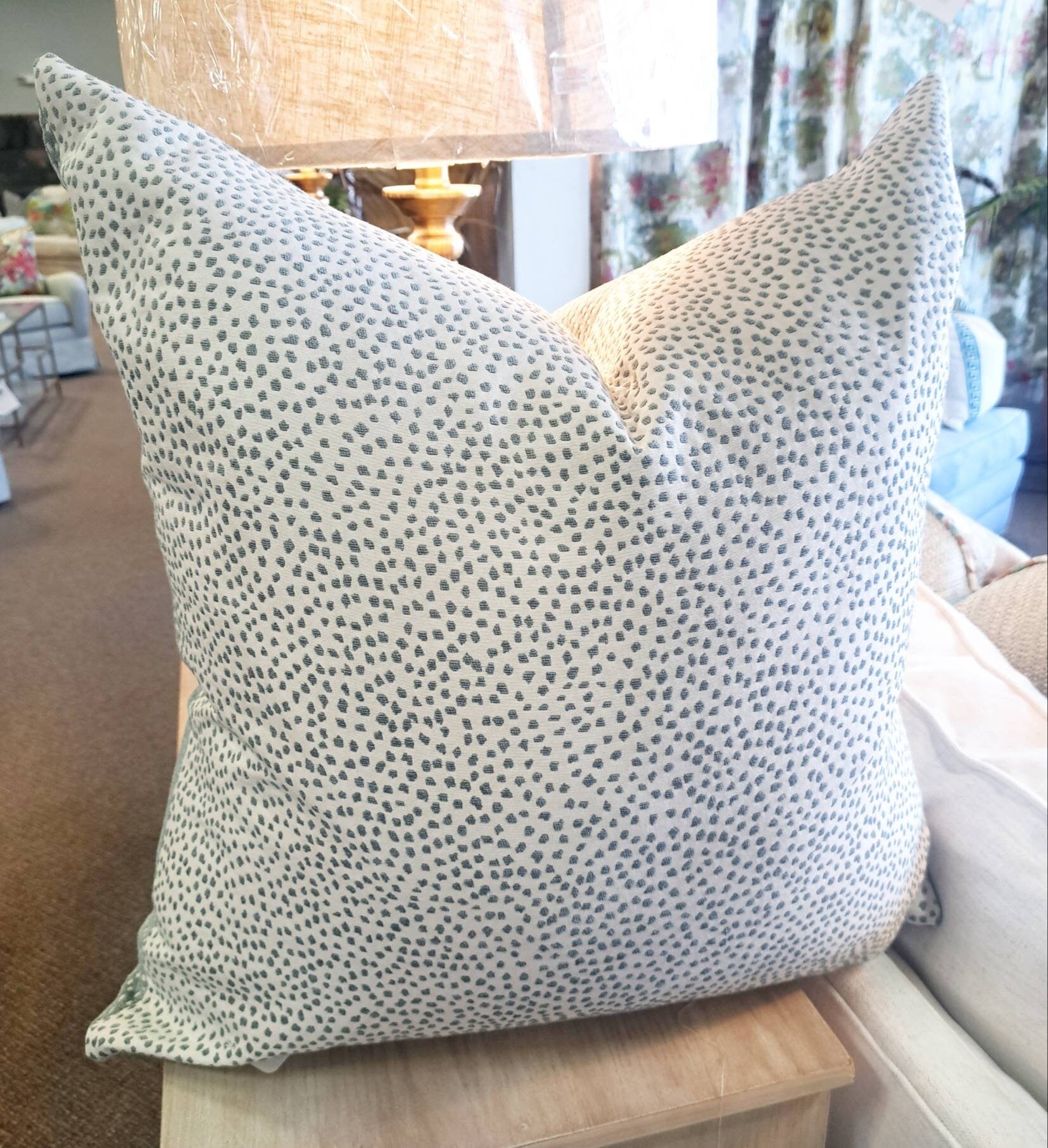 Double Sided SPA Seafoam Dot Pillow Cover