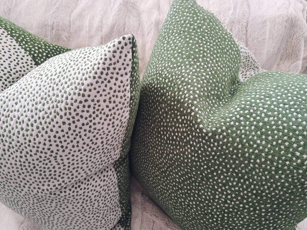 Green White Dot Pillow Cover