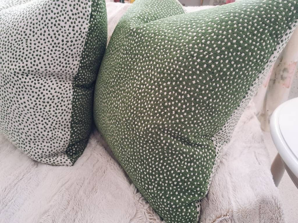 Green White Dot Pillow Cover