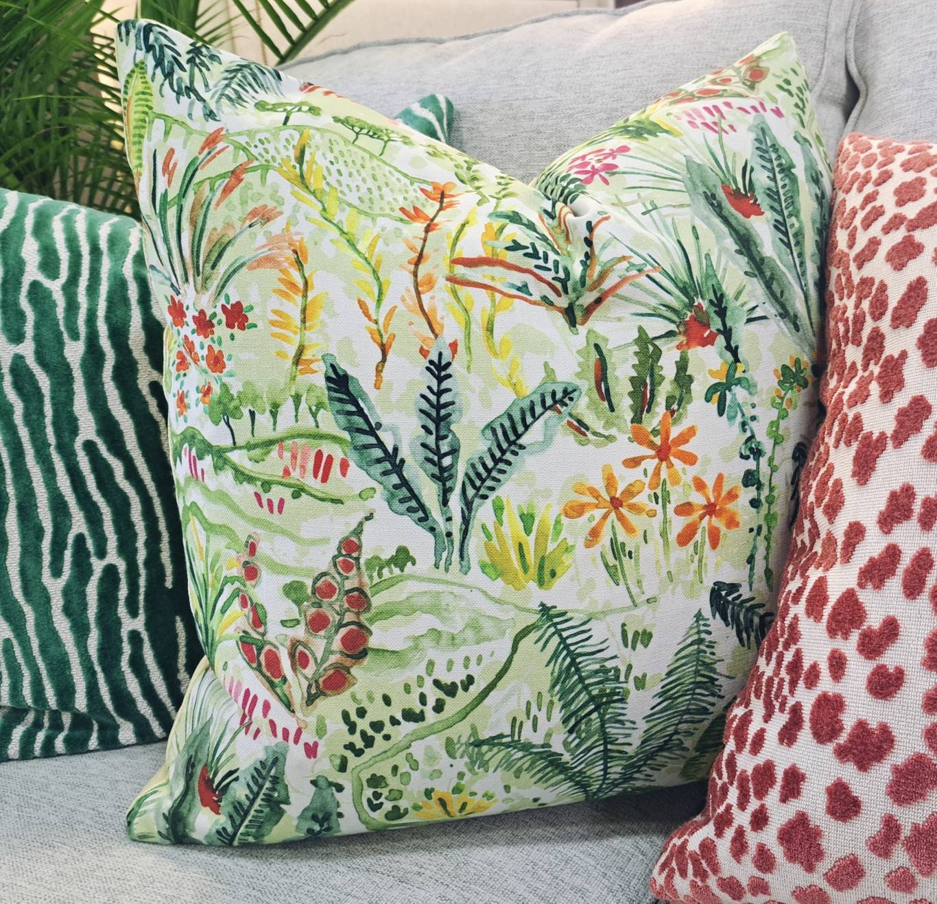 Spring Green Floral Pillow Cover