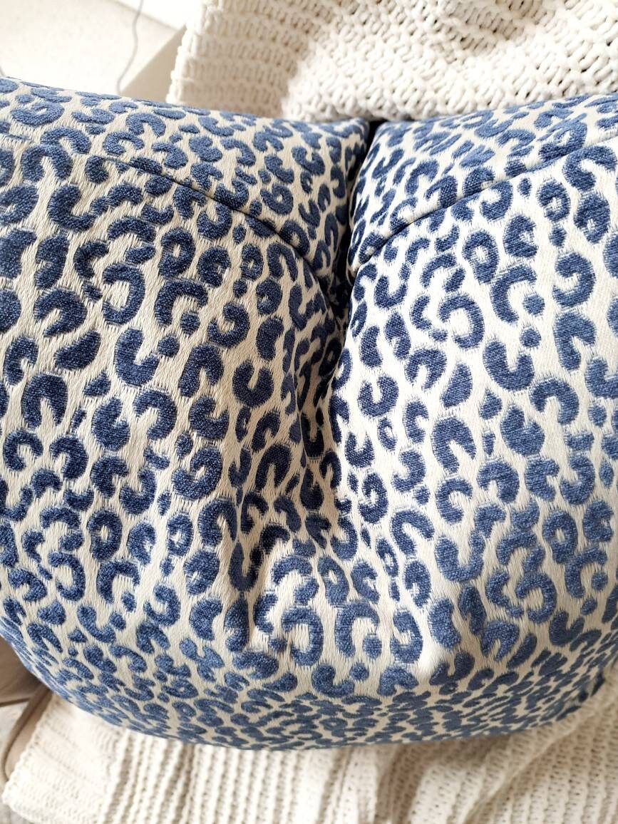 Navy and Silver Leapard Print Pillow Cover