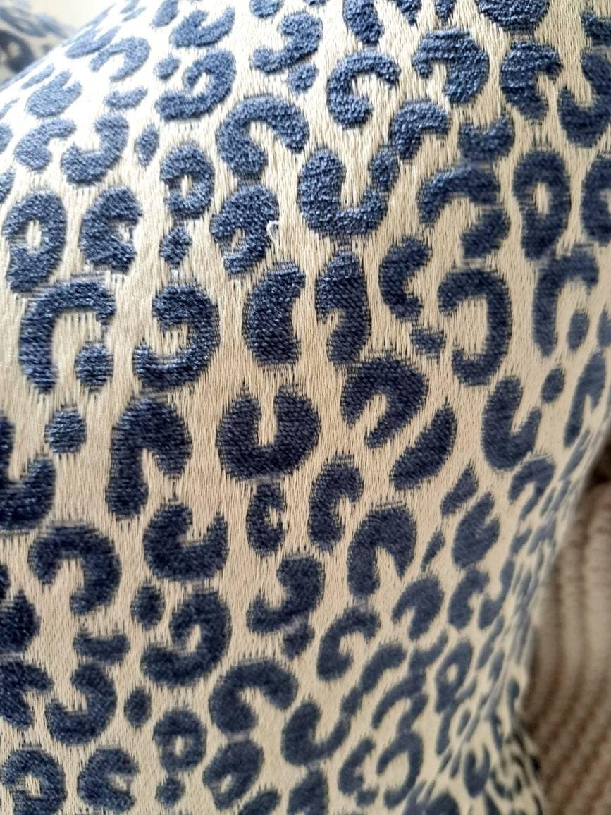 Navy and Silver Leapard Print Pillow Cover