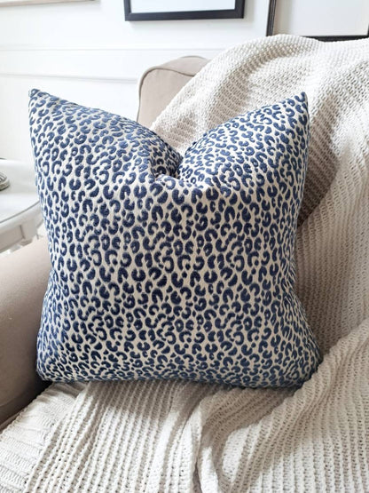 Navy and Silver Leapard Print Pillow Cover