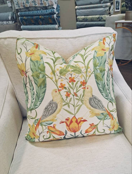 Spring Floral Yellow Bird Pillow Cover