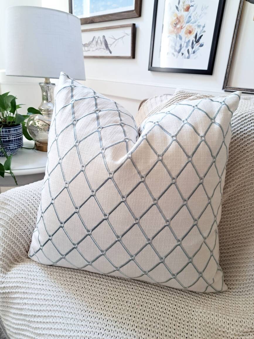 Spa Embroidered Diamond Pattern Pillow Cover