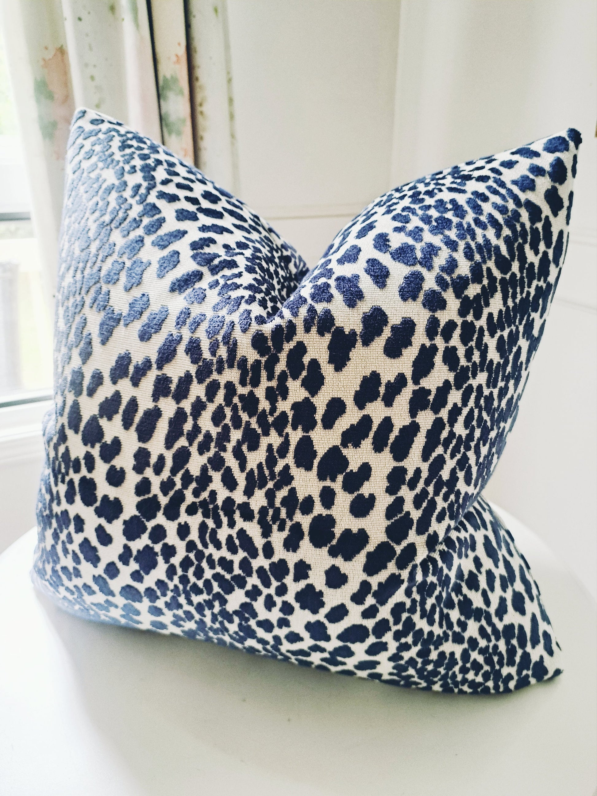 Navy Leapard Velvet Pillow Cover