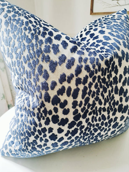 Navy Leapard Velvet Pillow Cover