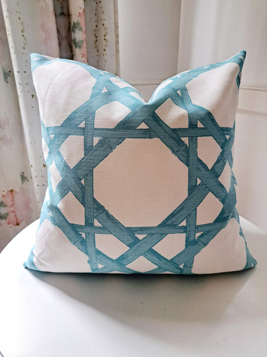 Thibout Cyrus Cane Turquoise pillow cover