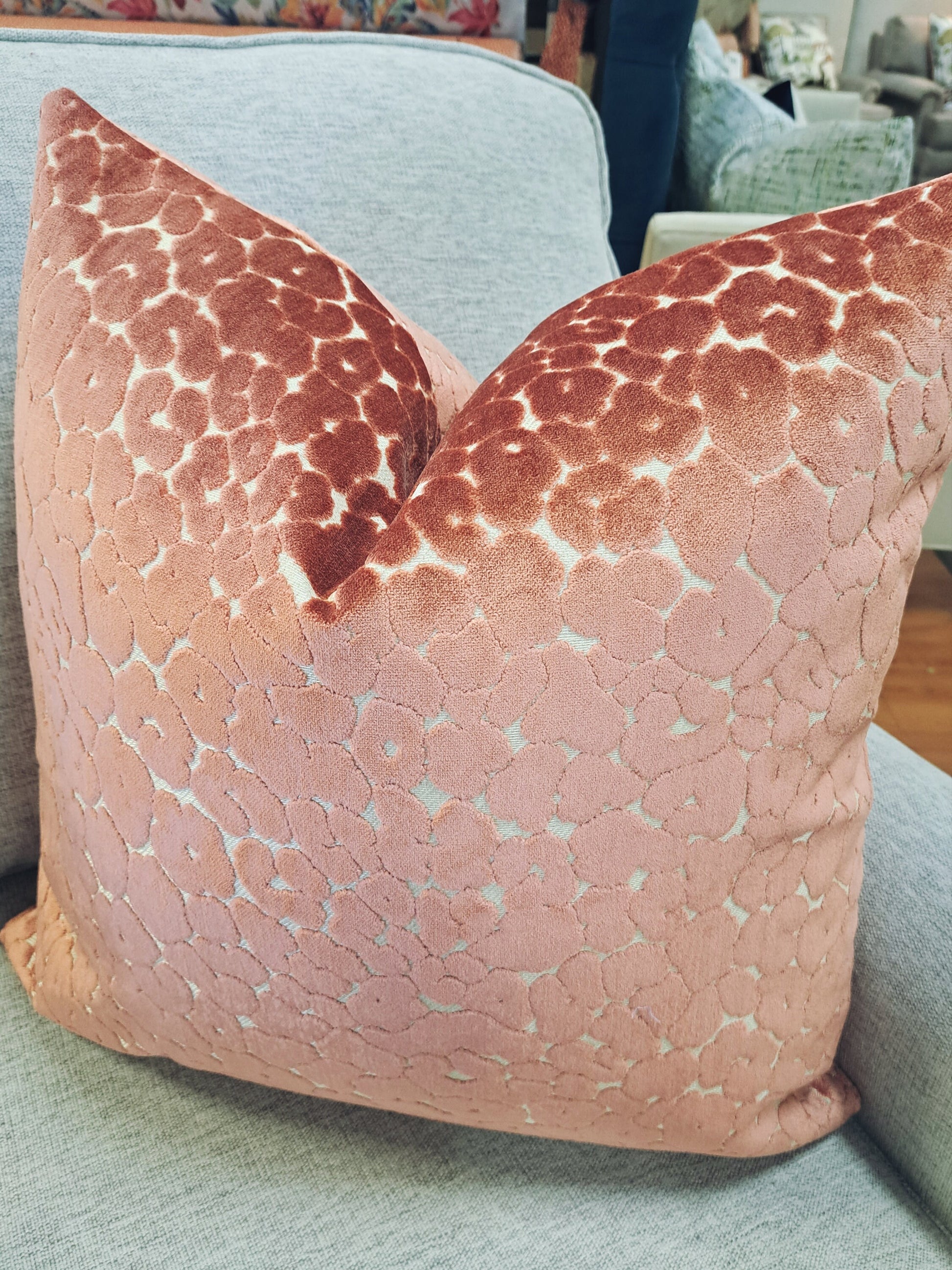 Large Coral Leopard print velvet pillow cover