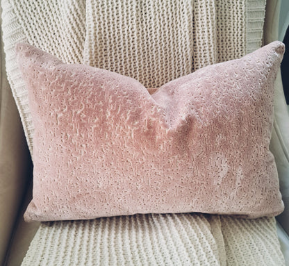 Blush Pink Velvet Textured Pillow Cover