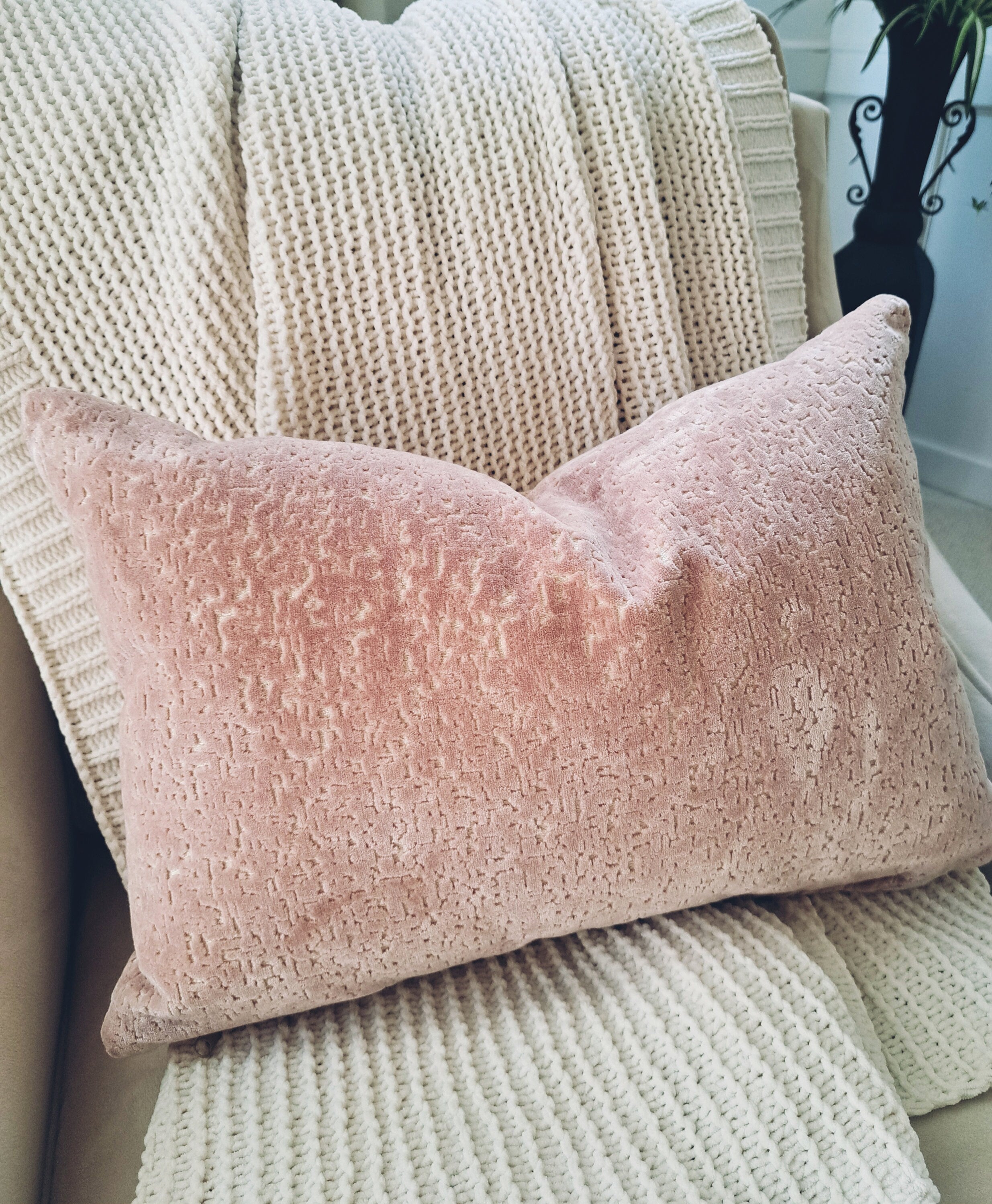 Blush Pink Velvet Textured Pillow Cover Chapter 37 Sewing and Interiors