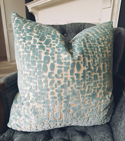 Light Blue Geometric Dot Velvet Pillow Covers