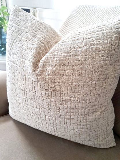 Cream Textured Velvet Pillow Cover