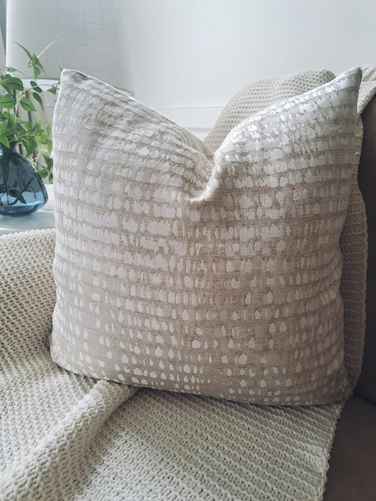 Cream and White Nuetral Print Pillow Cover