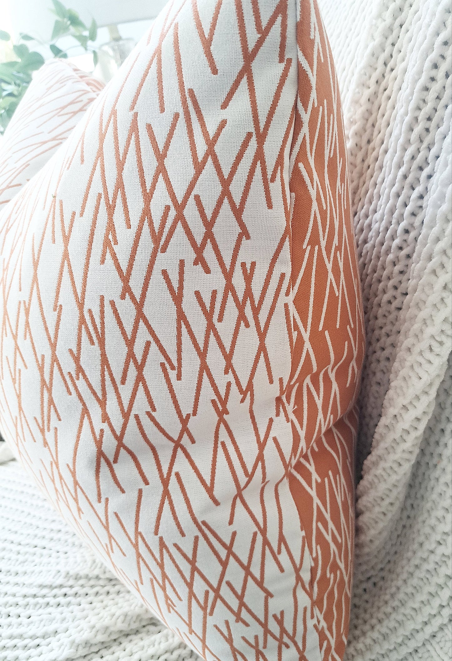 Orange and White Chopsticks Pillow Cover