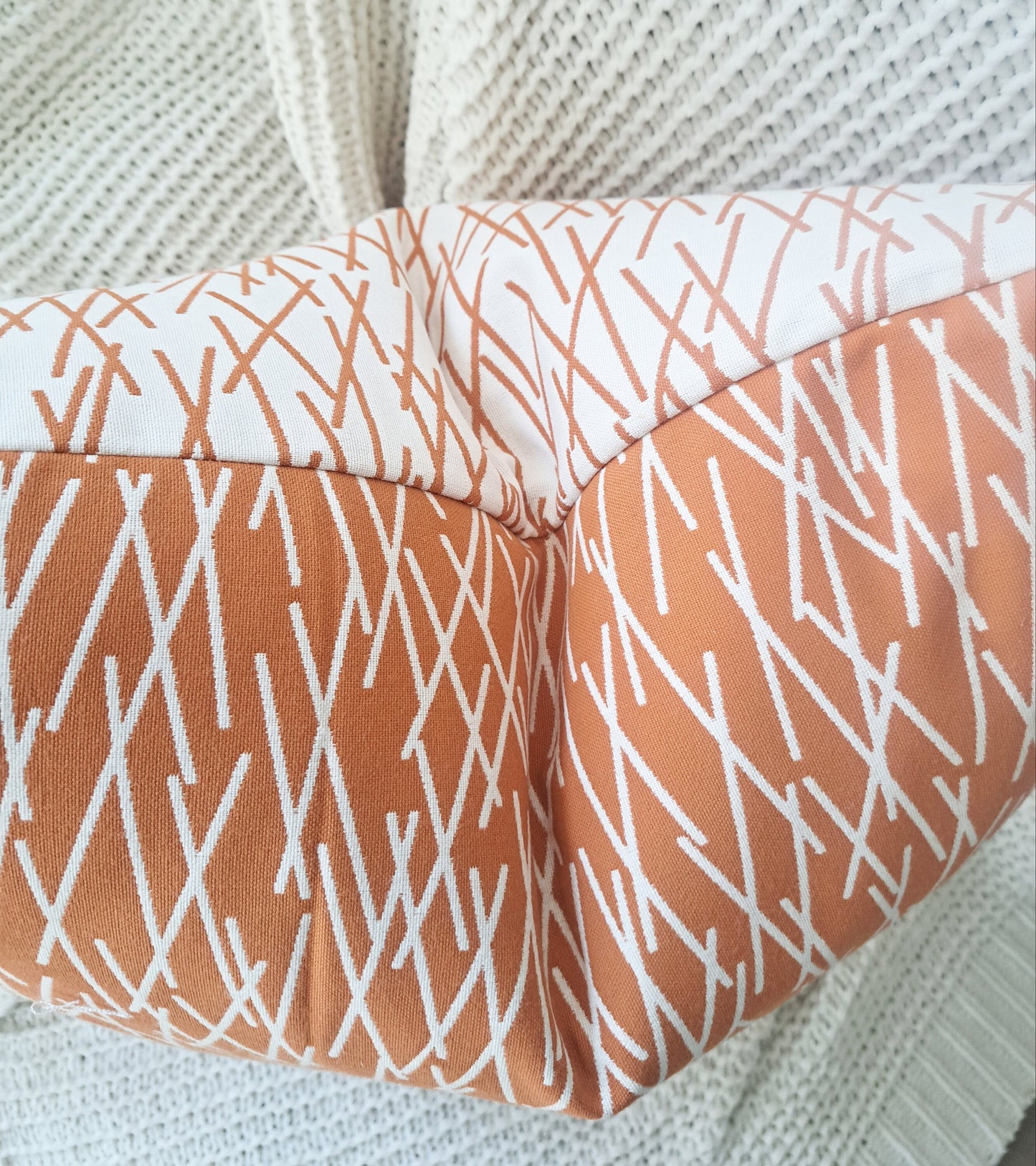 Orange and White Chopsticks Pillow Cover