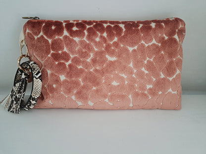Velvet Coral Large Leapard Print Clutch Bag