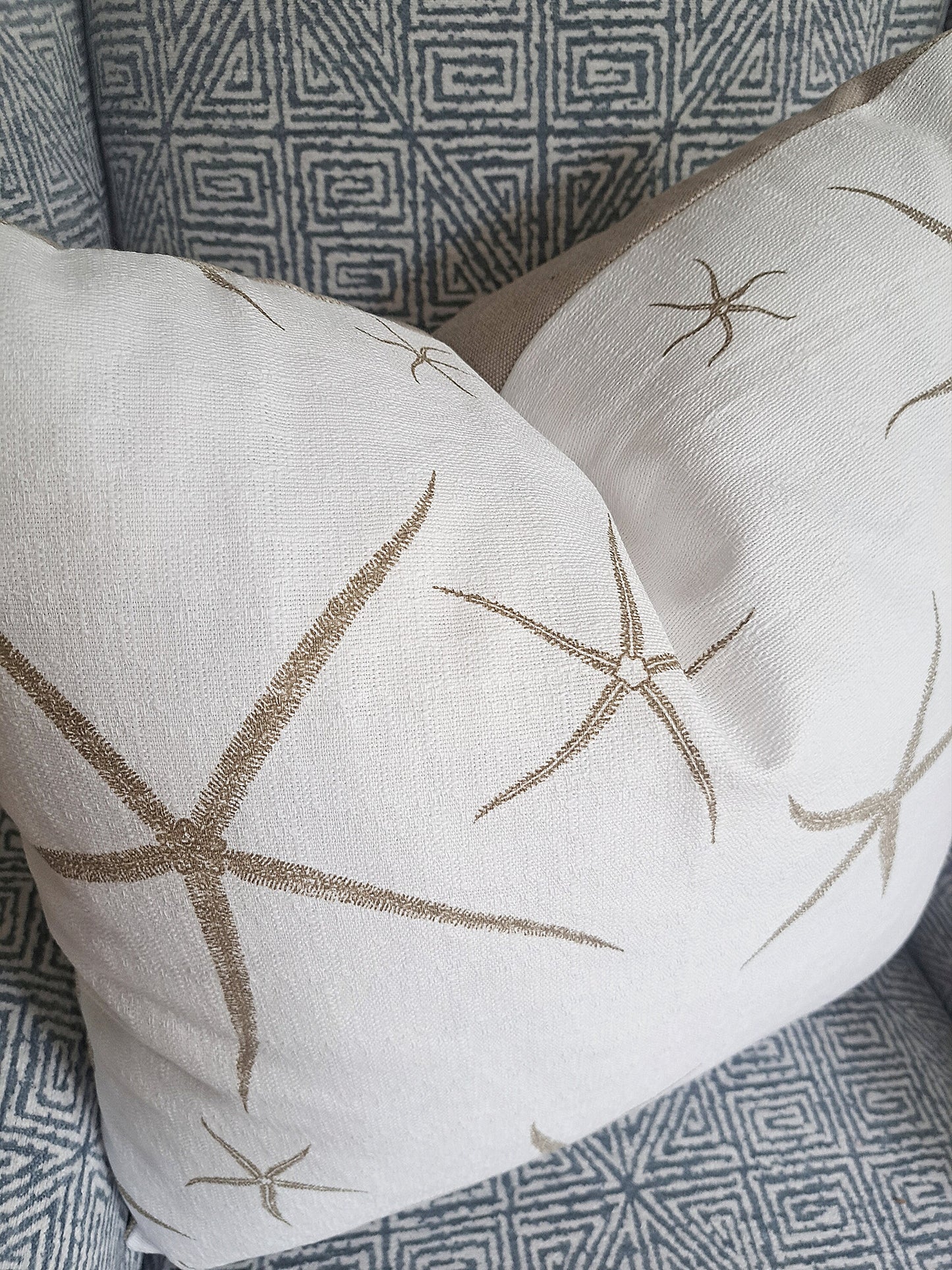 Embroidered Sea Star Pillow Cover