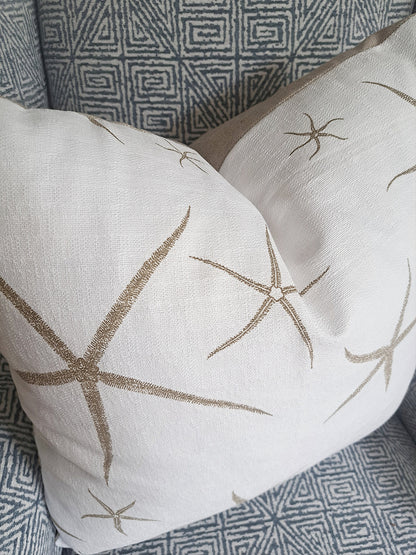 Embroidered Sea Star Pillow Cover