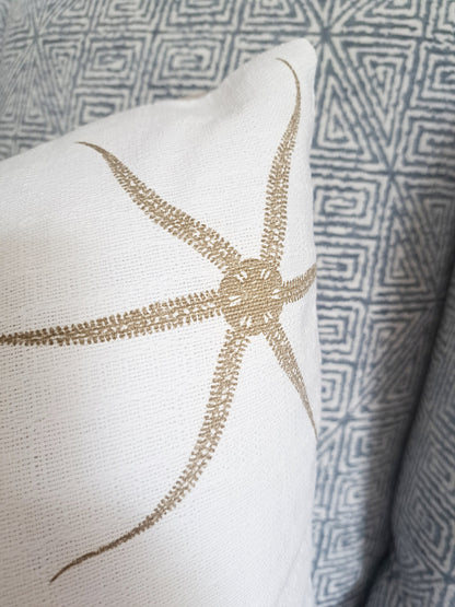 Embroidered Sea Star Pillow Cover