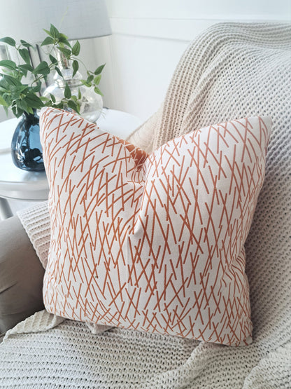 Orange and White Chopsticks Pillow Cover