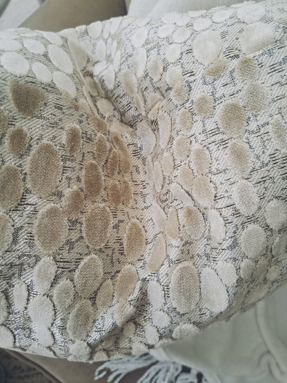 Oyster Cream Velvet Dot Pillow Cover
