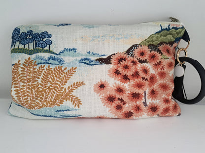 Coral and Blue Chinoiserie Print Bag