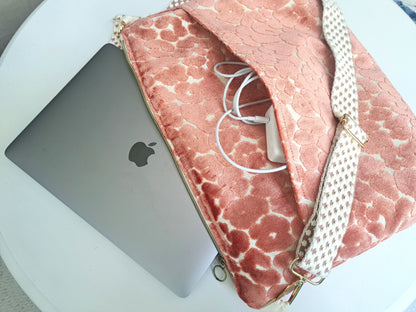 Coral Velvet Leapard Laptop Bag