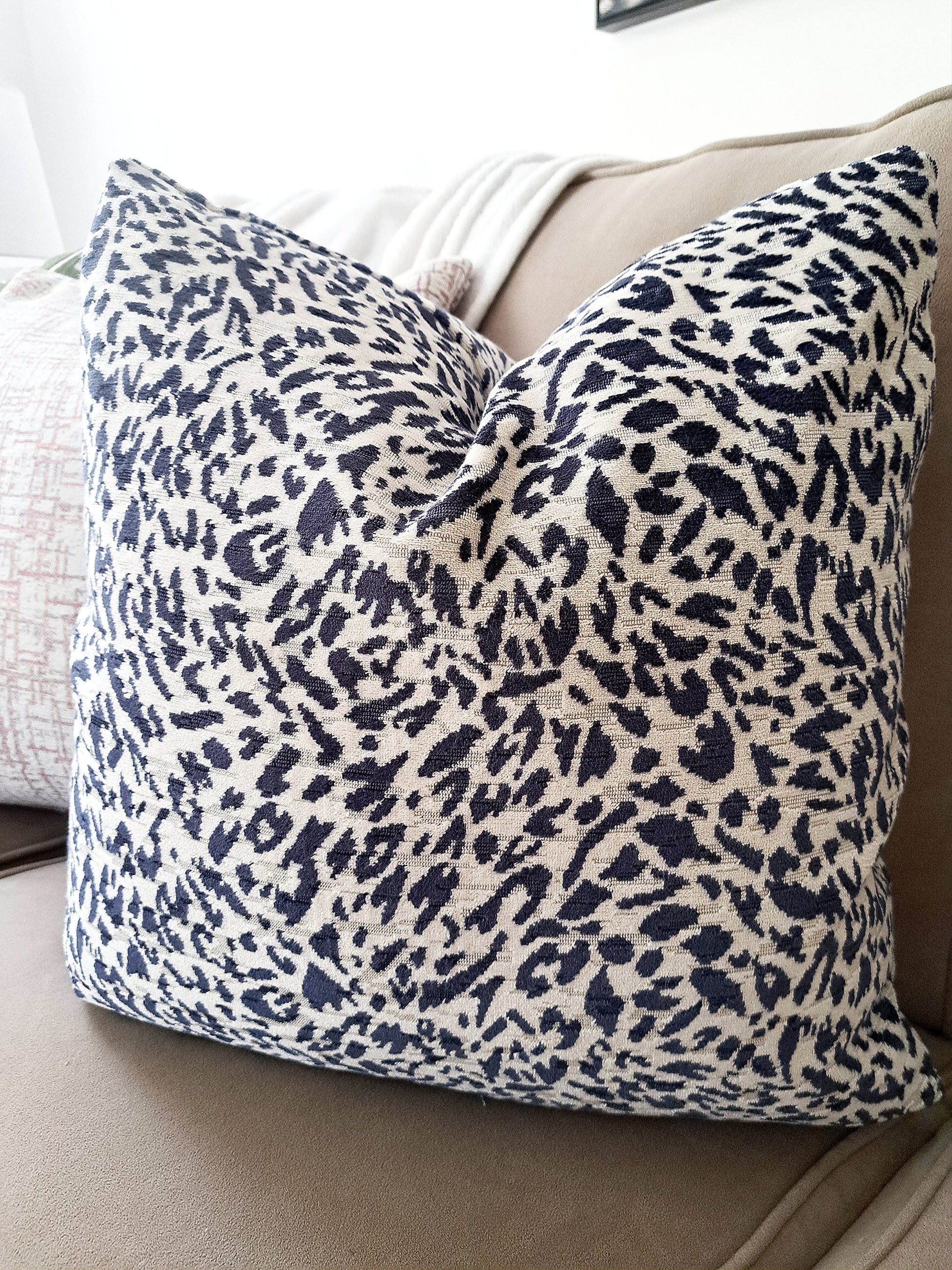 Lucille Velvet Navy Leapard Pillow Cover