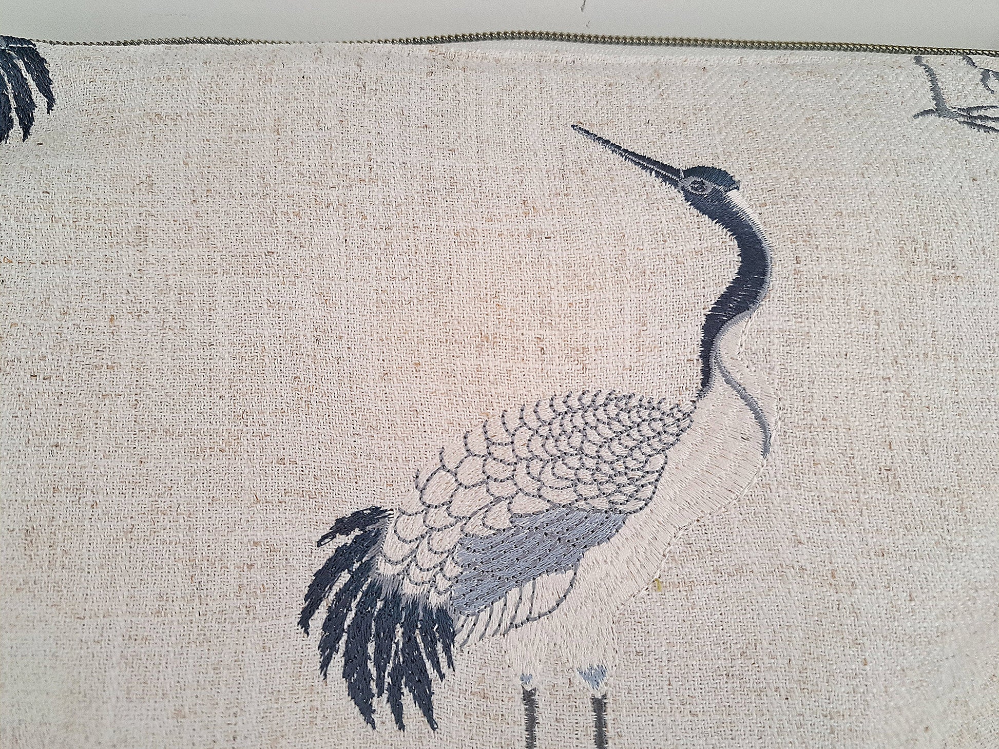 Embroidered Heron Clutch Bag