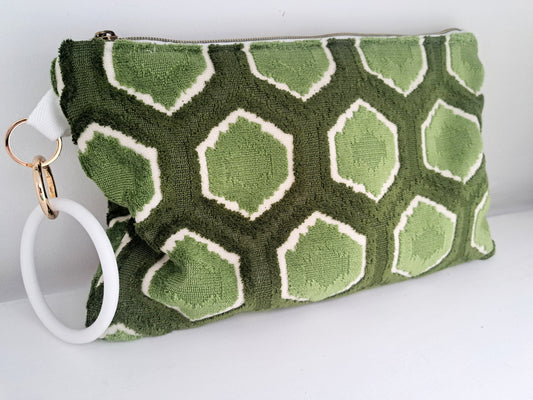 Emerald Green Velvet Clutch Bag