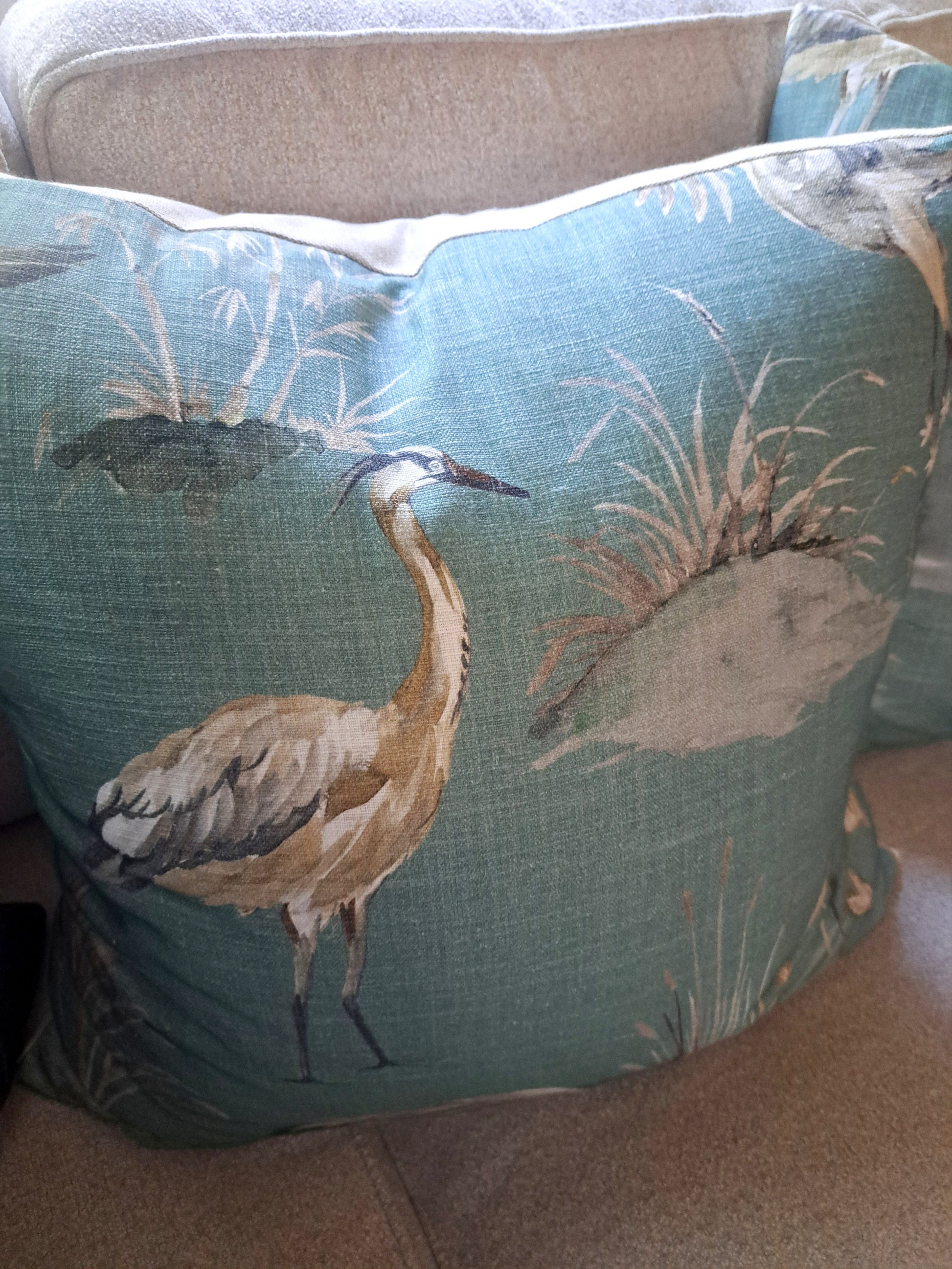 Heron and Seagrass Print Pillow Cover
