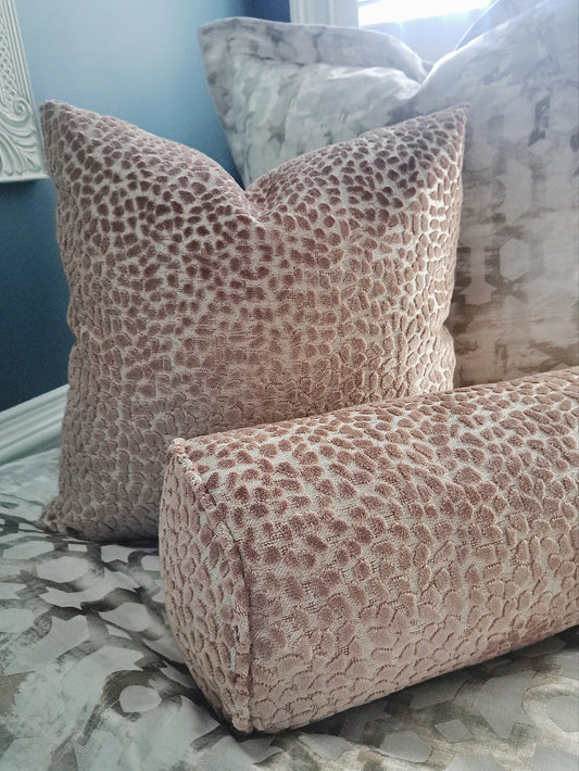 Dusty Rose Velvet Animal Print Pillow Cover