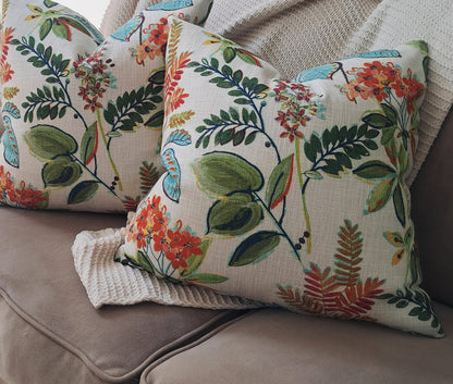 Summer Breeze Floral Linen Pillow Cover