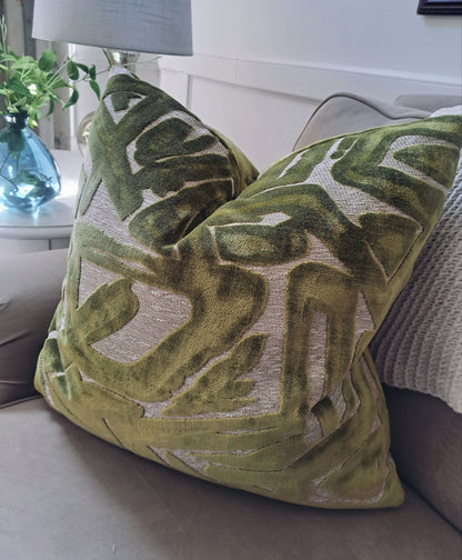 Green Graffiti Velvet Pillow Cover