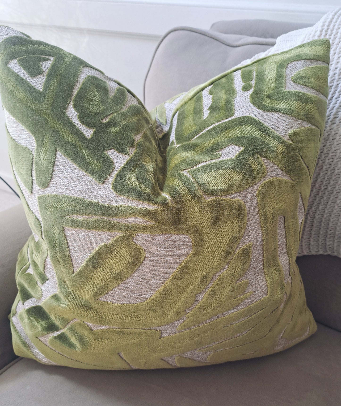 Green Graffiti Velvet Pillow Cover